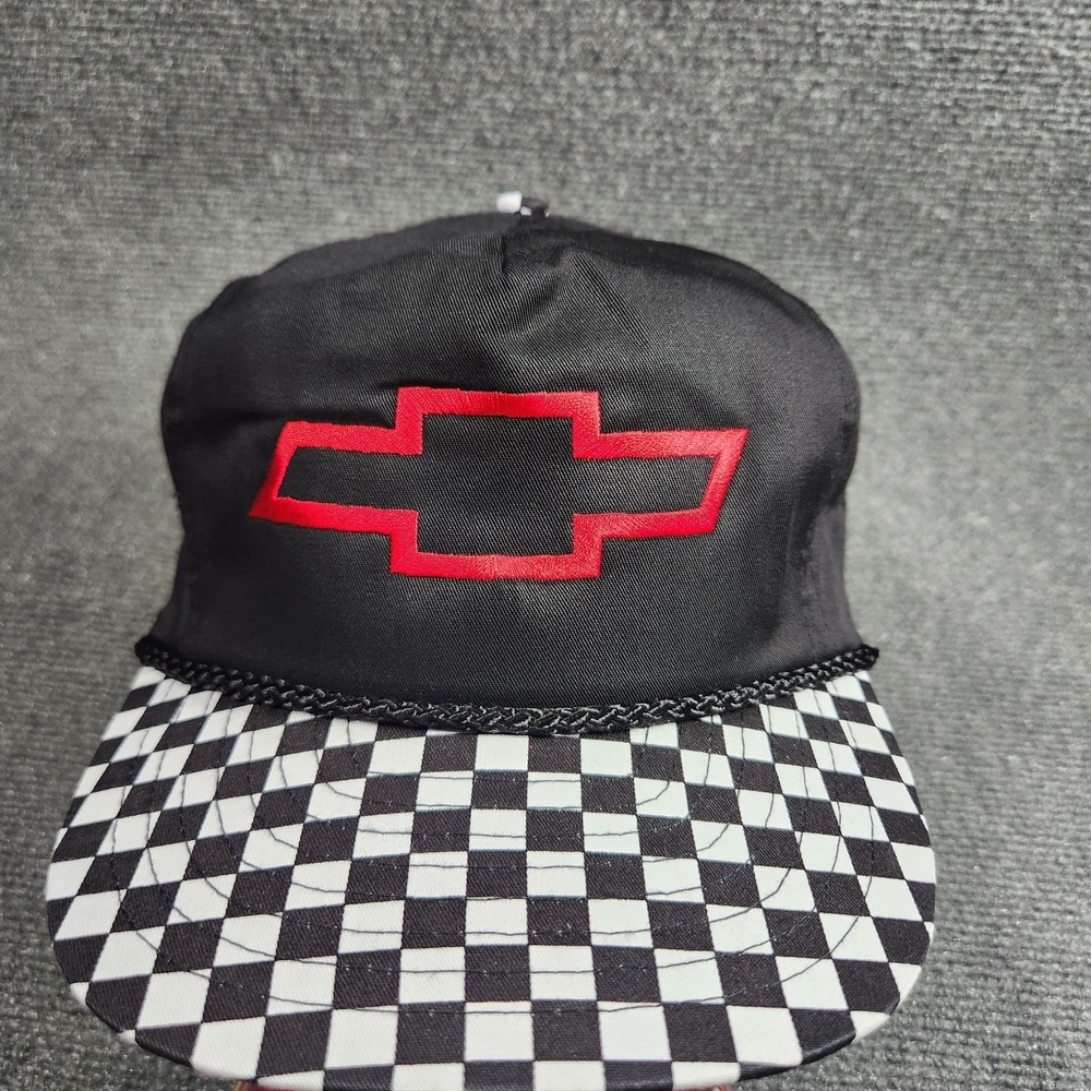 Vintage Chevrolet Snapback Hat Adult Rope Trucker Checkered 90s 80s Deadstock